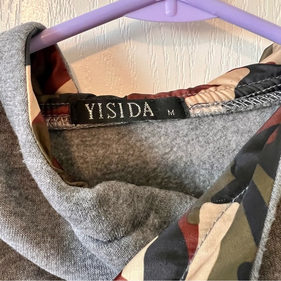 YISIDA Faux Suede Elbow Patch Camo Lined Hooded Sweatshirt—SZ. Medium - Picture 12 of 16